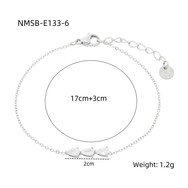 Nuovo braccialetto in acciaio al titanio con zirconi a goccia d'acqua, moda femminile, semplice, colore, personalità, versatile, gioielli in acciaio inossidabile_voghion.com