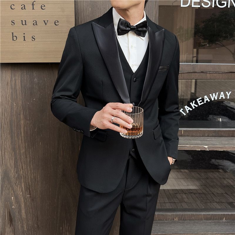 CT Herrenanzug für den Bräutigam, Trauzeugen, Smoking, dreiteilig, Slim Fit_voghion.com