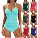 Maillot de bain deux pièces fendu de couleur unie pour femme, bikini dos nu_voghion.com