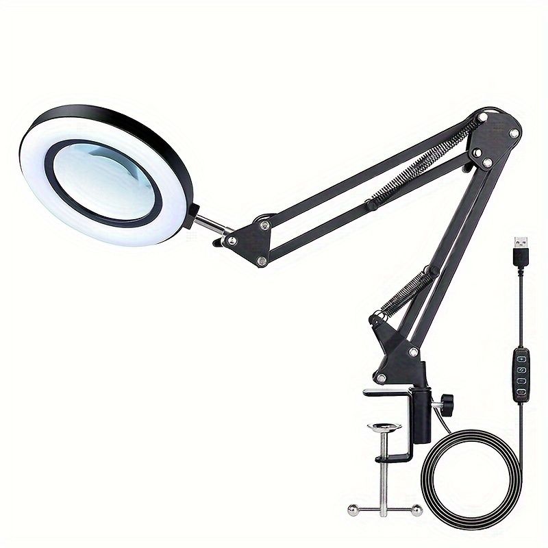 1 Foldable And Rotating Desktop Magnifying Glass With Light That Can Be Fixed On The Desktop_voghion.com