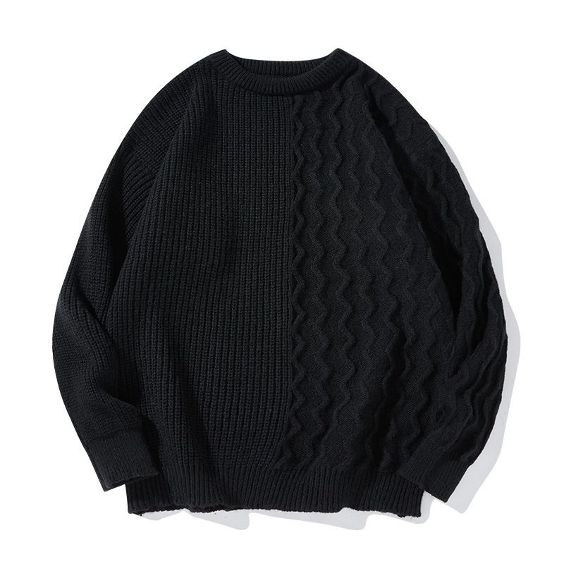 Maglione lavorato a maglia a trecce da uomo, girocollo, autunno e inverno, alla moda, stile casual, retrò, con strato di base, largo e pigro_voghion.com