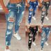 Women's High-waist Ripped Elastic Waist Drawstring Jeans For Women 802_voghion.com