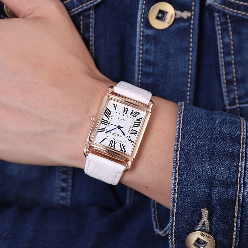 Square Roman Numeral Quartz Wecin Trendy Korean Unisex Fashionable Versatile Fashion Watch_voghion.com