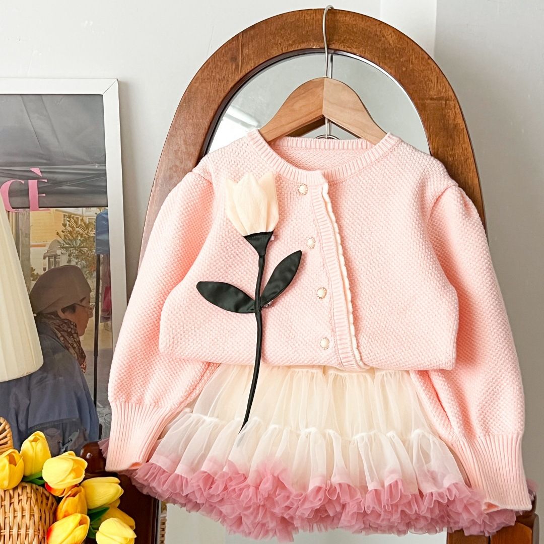 2025 New Children's Sweater Skirt Small Knitted Korean Style Trendy Two Piece Suit Girl Baby Autumn And Winter New_voghion.com
