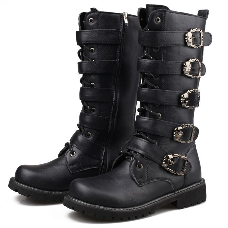 Zapatos de moda para hombres Botas de cuero Botas de cuero cómodas y duraderas con estilo Botas altas inglesas_voghion.com