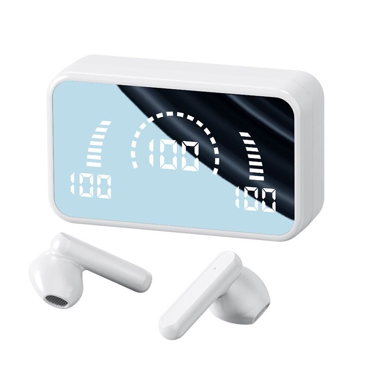 V9 Mirror Noodle Wireless Bluetooth Earphone with Charging Compartment (Black)_voghion.com