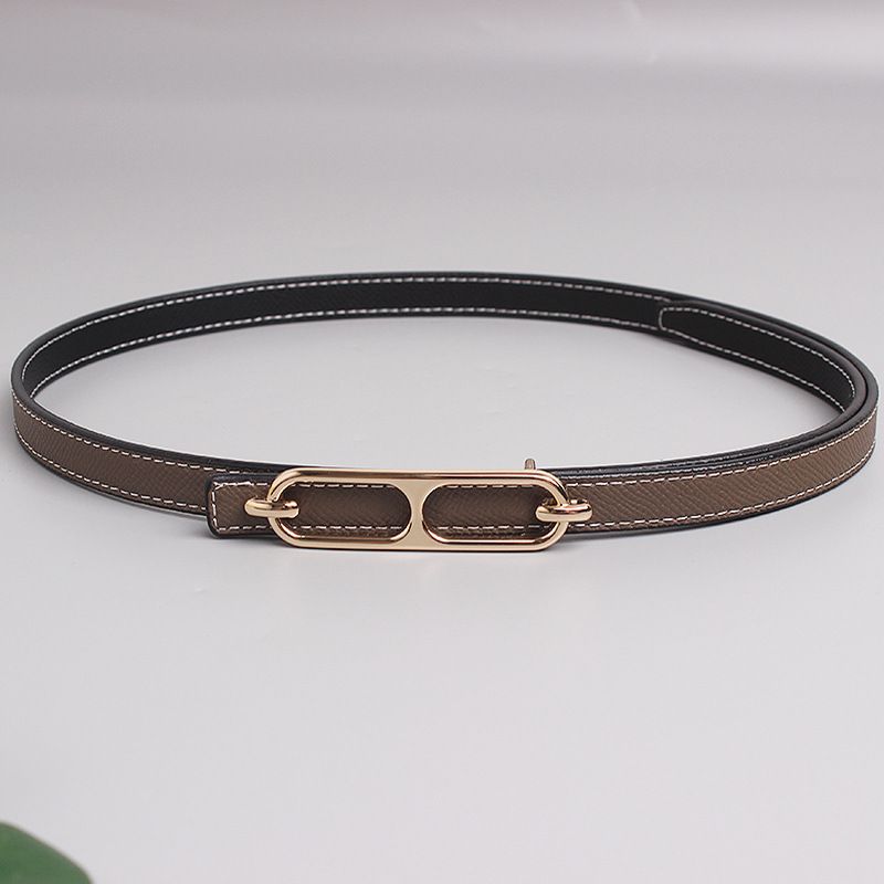 Women's belt, women's decoration, skirt, simple and versatile, double-sided belt, women's jeans, pure cowhide, gray fine summer_voghion.com