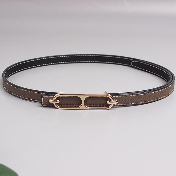 Women's belt, women's decoration, skirt, simple and versatile, double-sided belt, women's jeans, pure cowhide, gray fine summer_voghion.com