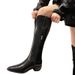 Summer Style Women Pointed Toe Western Cowboy Mid Over Knee Long High Tube Chunky Heel V-Cut Riding Boots_voghion.com