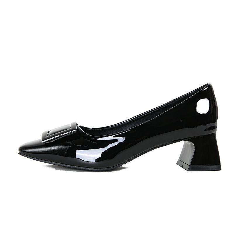 Grape Mom Studiolee ~ Klassieke knoop Dikke, zachte stijl Vierkante kop en elegante enkele schoenen met hoge hak Lente_voghion.com