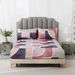 Geometrisches, rosafarbenes Spannbettlaken-Set aus Polyester mit 3D-Druck und abstraktem Design für Twin-, Full-, Queen- und Kingsize-Betten_voghion.com
