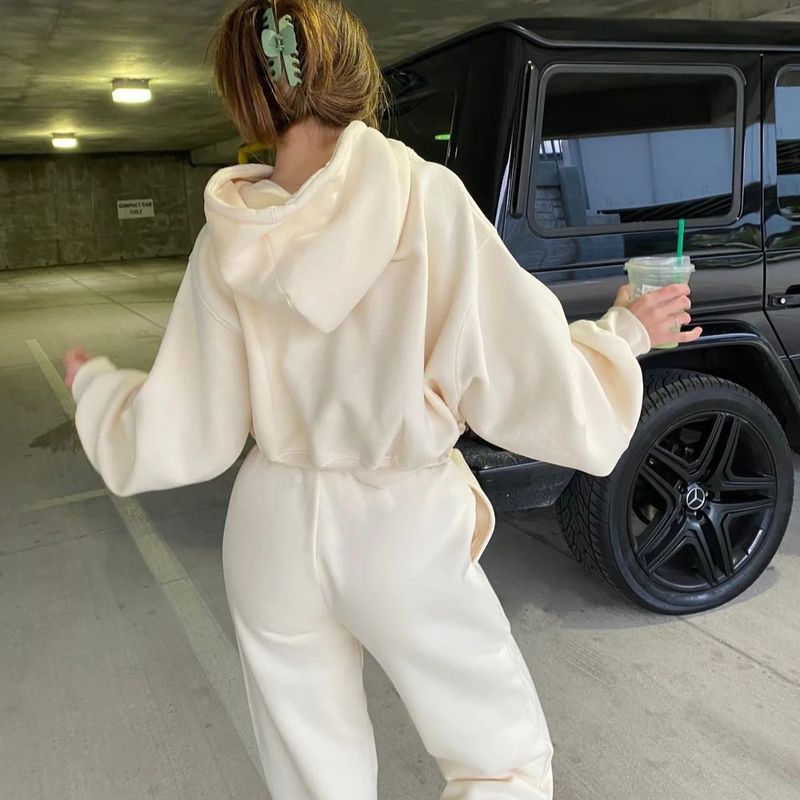 Women's Active Sets Sports Suit Women's Large Size Women's Casual Hooded Sweater Two Piece Set Women's Clothing_voghion.com