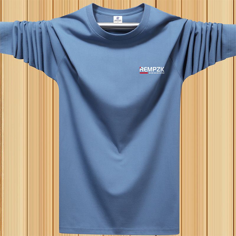 Meeste kevad- ja pikkade varrukatega puhtast puuvillast ümara kaelusega T-särk, suur suurus, sügisene hiina-šikk T-särk alläärega_voghion.com