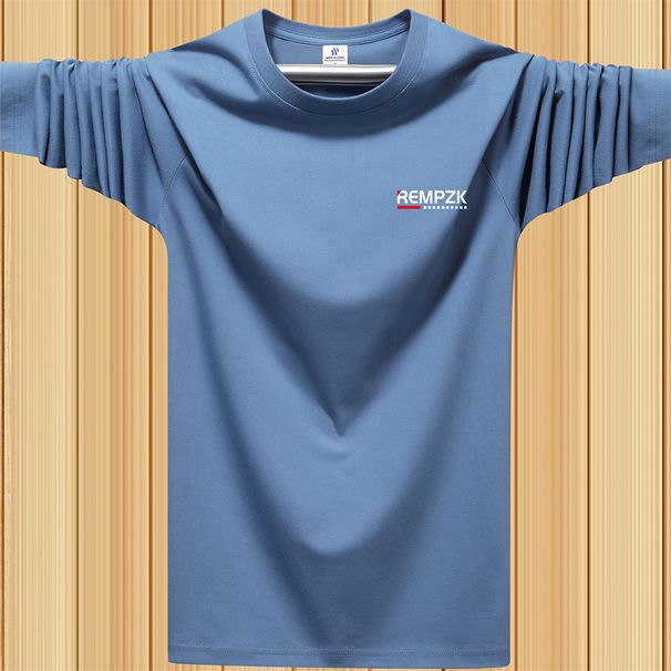 Meeste kevad- ja pikkade varrukatega puhtast puuvillast ümara kaelusega T-särk, suur suurus, sügisene hiina-šikk T-särk alläärega_voghion.com