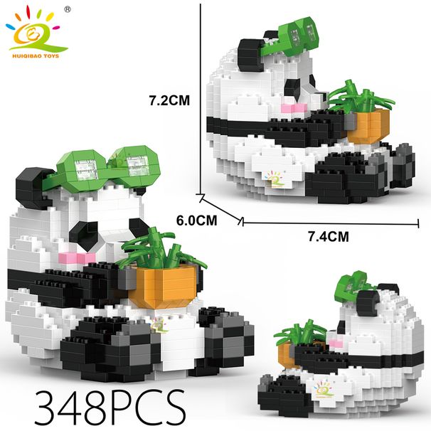 HUIQIBAO Mini Cute Panda Micro Building Blocks 3D Diamond Model Animals Bricks DIY City Construction Toys for Children Kids Gift_voghion.com