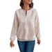 Women's Casual Zip-Up Hoodie With Textured Fabric - Comfortable Pullover For Autumn & Winter - Khaki_voghion.com