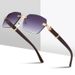 Brand Designer Diamond Cut Rimless Women Wood Color Frame Small Rectangle Men Sunglasses with Custom_voghion.com