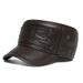 Echtes Leder Hut Herren Herbst und Winter winddicht warm Rindsleder Hut Oberschicht Rindsleder lässig einfache flache Kappe_voghion.com