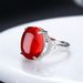 Nouveau Bague en Agate rubis calcédoine Jade rouge bague ouverte taille réglable_voghion.com