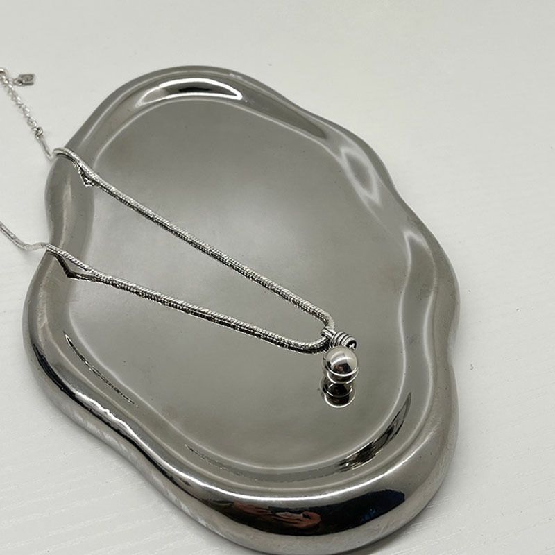 Sterling VENUS Sier Bead Smooth Snake Bone Chain Halskette für Frauen Mädchen Minimalismus Trend Schmuck Geschenk Dr_voghion.com