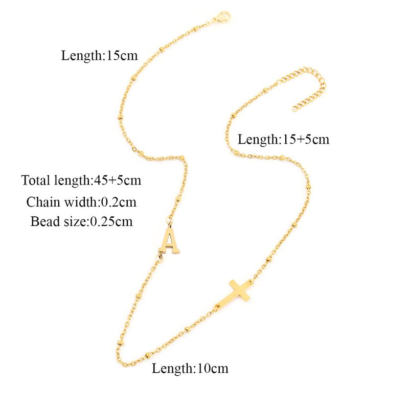 Colar com pingente de aço inoxidável 201, estilo clássico, elegante e simples, estilo clássico, com letras cruzadas, aço inoxidável 304_voghion.com
