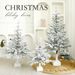 75/110/145cm Premium PE Snow-Covered Christmas Tree With Wooden Base - Realistic Full PE Artificial Holiday Tree For Floor Decoration_voghion.com