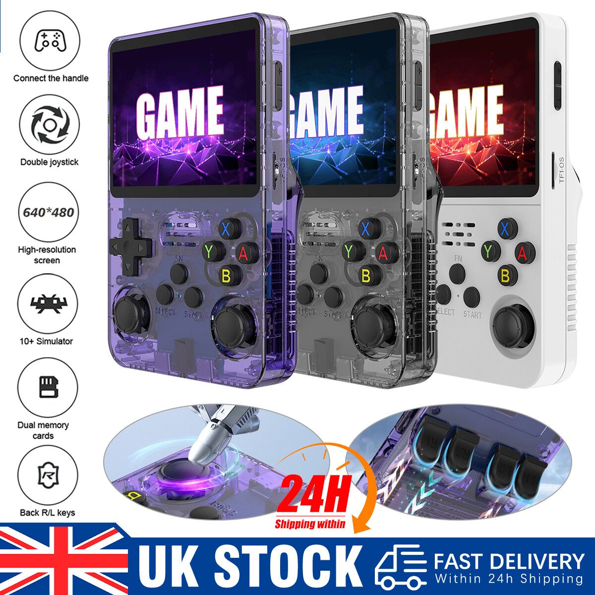 Console per videogiochi portatile retrò R36S 32/64 GB Sistema Linux Schermo IPS da 3,5 pollici_voghion.com