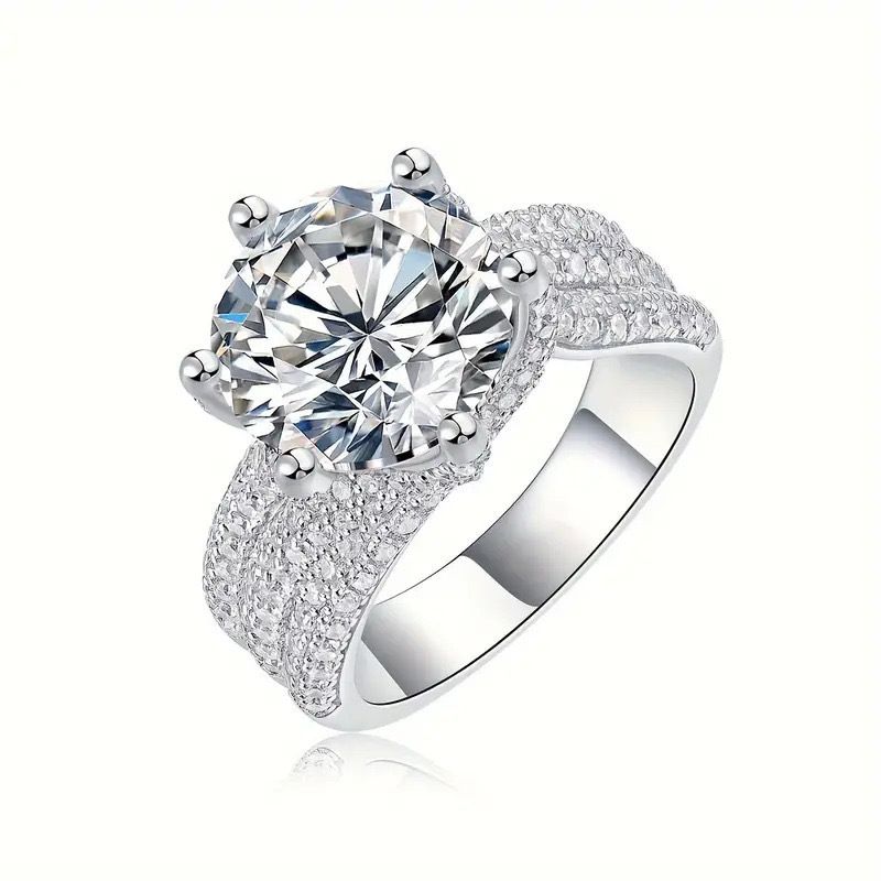 Bague de luxe en argent S avec moissanite incrustée pour femme, 5 carats, fermée, disponible dès maintenant._voghion.com