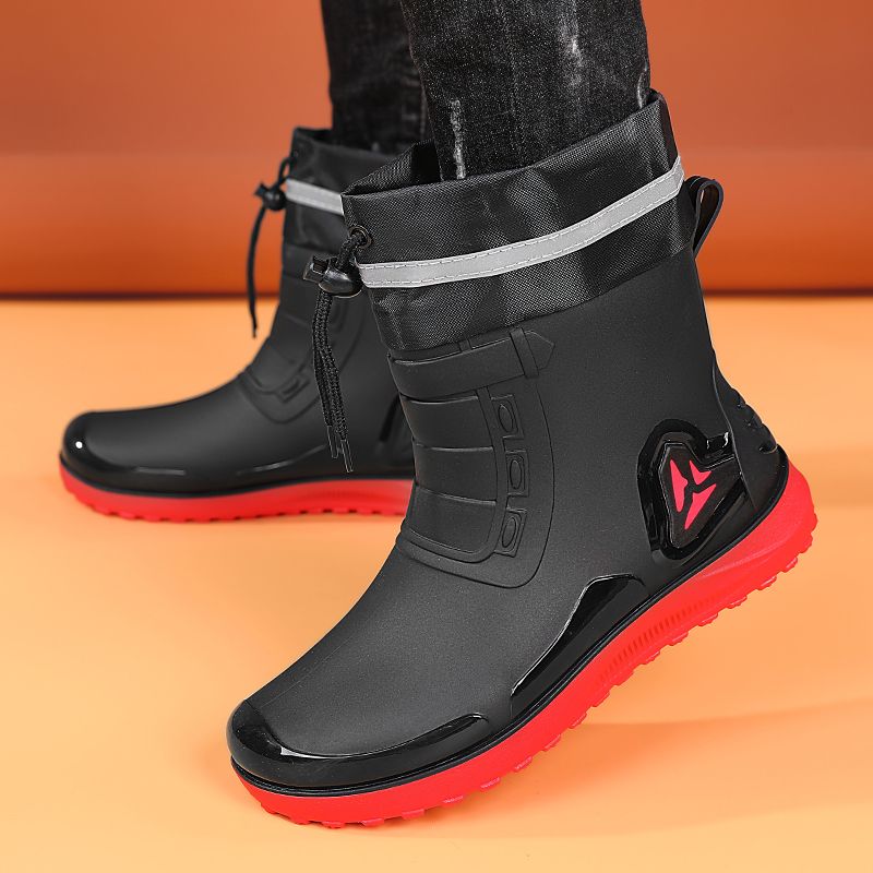 Single Shoe Drawstring Waterproof Rain Boots Sizes 39-44_voghion.com