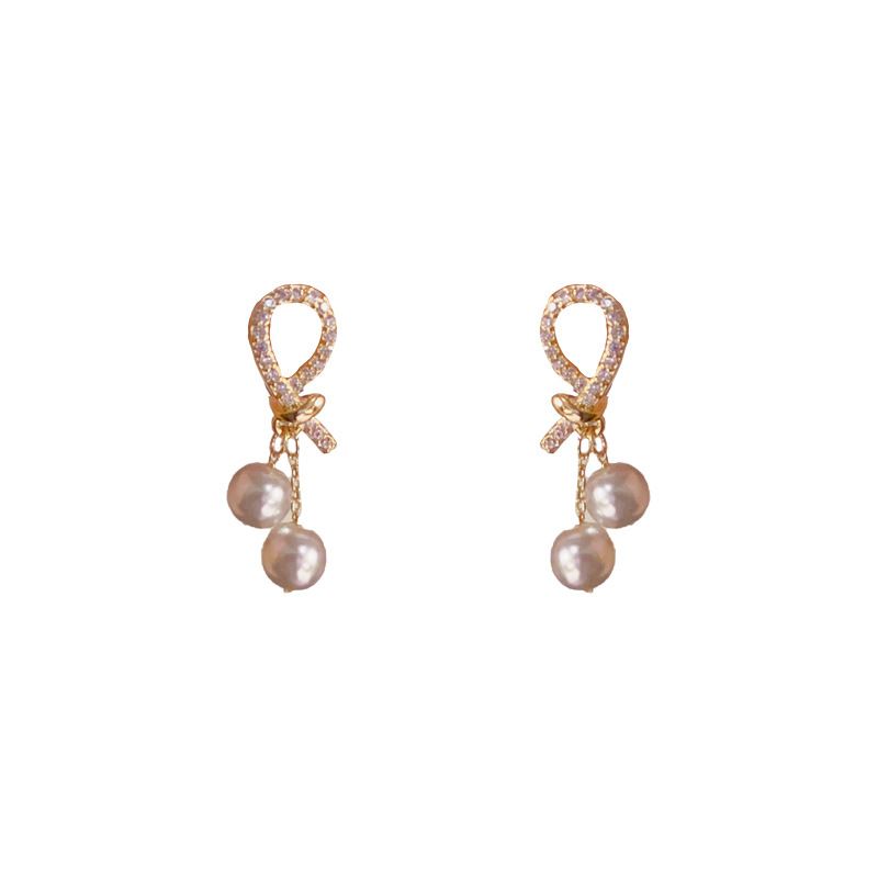 Orecchini eleganti alla moda, stile semplice, di lusso, con nodo in zircone micro pavé, per la personalità, per il tragitto giornaliero_voghion.com