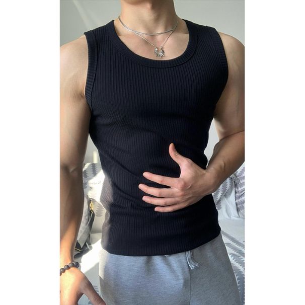 Camiseta de entrenamiento sin mangas para hombre: diseño acanalado, ajuste muscular, transpirable y elástica (M-4XL, negro/blanco)_voghion.com