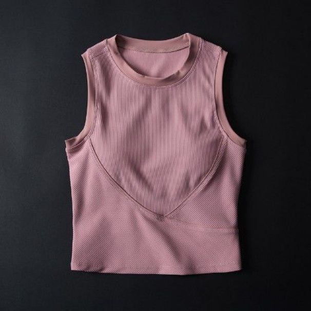 001 Women's Yoga Sleeveless Sports Vest Outerwear Versatile Tight Fitness Short Sleeve With Chest Pad Running Top Wholesale_voghion.com
