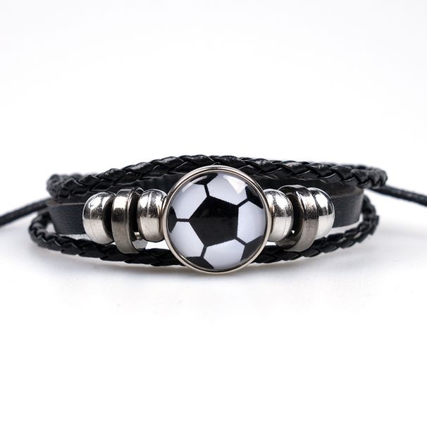 Bracelet en cuir perlé tendance pour homme, article de supporter de football_voghion.com