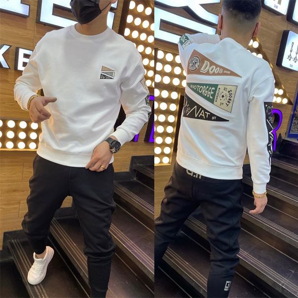 Sudadera para hombre, otoño 2022, juvenil, cuello redondo, manga larga, suelta, moderna, con estampado de celebridades de internet_voghion.com