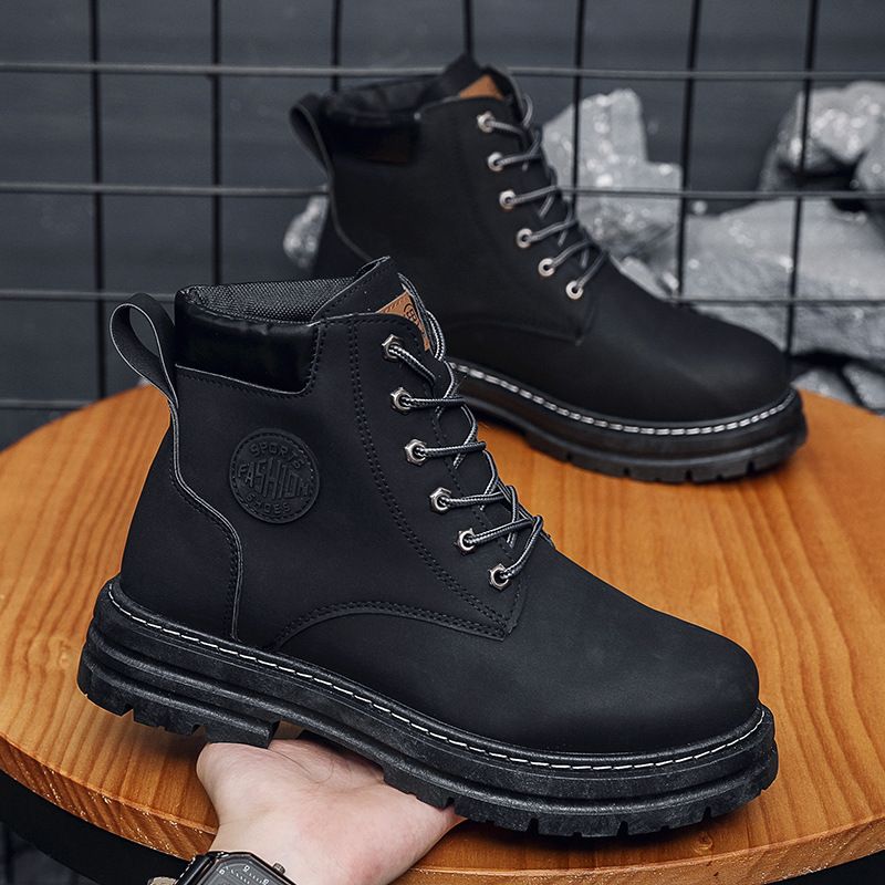 Botas amarelas grandes, outono 2025, botas masculinas quentes, botas britânicas de cano alto Martin, botas masculinas de couro, retrô, todas as combinações, botas de trabalho_voghion.com