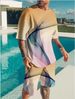 2025 Summer Men's Fashion Street Short-sleeved Suit Simple 3D Printing Casual Beach Two-piece Comfortable And Breathable
_voghion.com