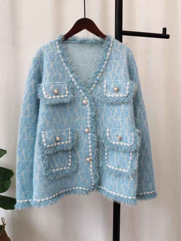 Damenbekleidung Nerzsamt Strickjacke Herbst und Winter neuer lockerer High-End-Temperament-Pullovermantel_voghion.com