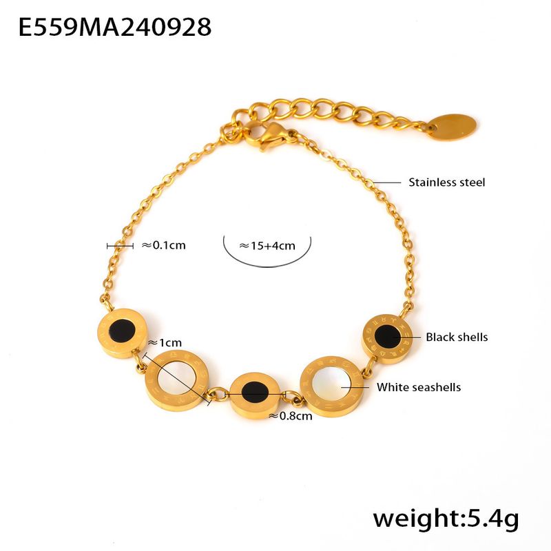 Bracciale alla moda con numeri romani, monofaccia, in bianco e nero, a conchiglia, in acciaio inossidabile, a caldo._voghion.com
