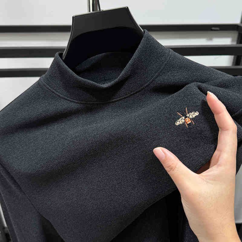 Premium Double-Layer Fleece Sweatshirt For Men – Slim-Fit Thermal Base Layer With Brushed Micro Velvet Interior, Semi-Turtleneck Winter Pullover_voghion.com
