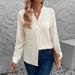 Women's Clothing lace stitching tops wear transparent long sleeved stand up collar cardigan shirt_voghion.com