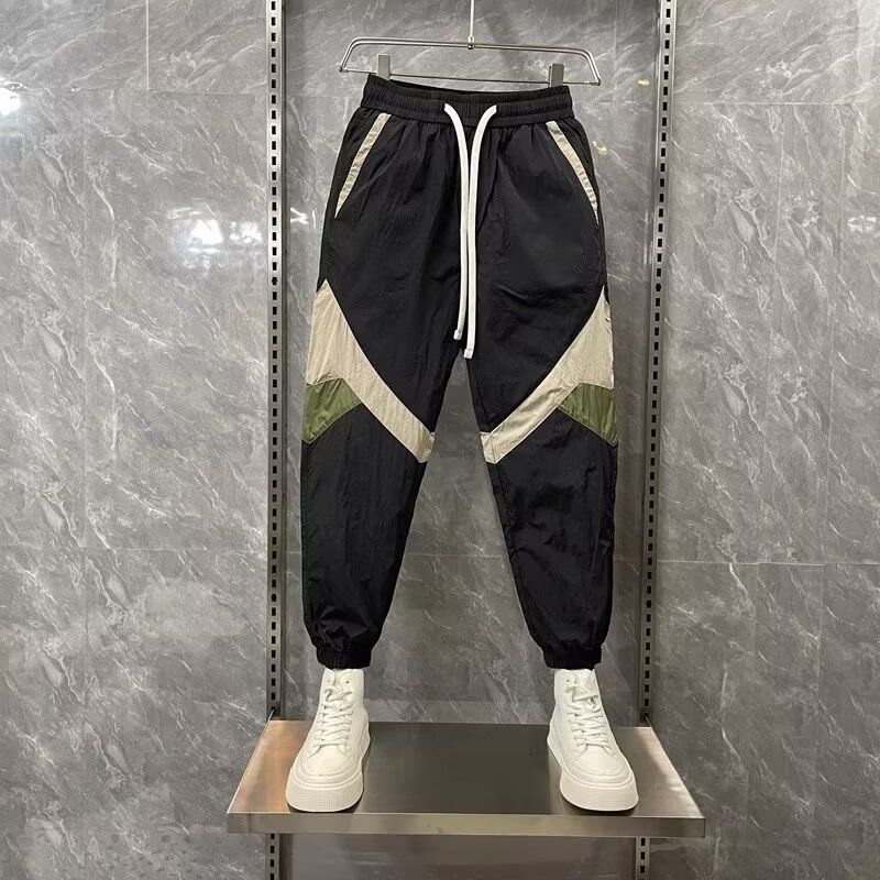 Herrkläder sommar tunna färgmatchande fritidsbyxor med elastisk midja och slimmade byxor, nya modebyxor i harem_voghion.com