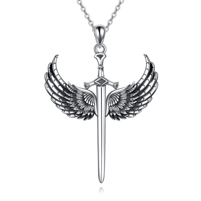 Cross Wings Pendant Men's Necklace New Street Punk Style Sword Jewelry Hanging Decoration_voghion.com