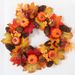 Autumn wreath with various pumpkin pine cones for door decoration maple leaf wreath_voghion.com