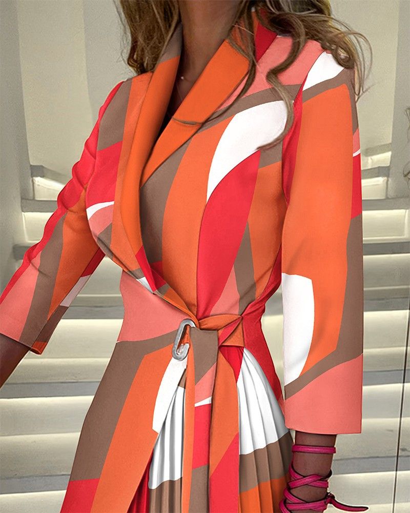 Neues modisches Tunika- und Ärmel-Faltenkleid für Damen mit V-Ausschnitt_voghion.com