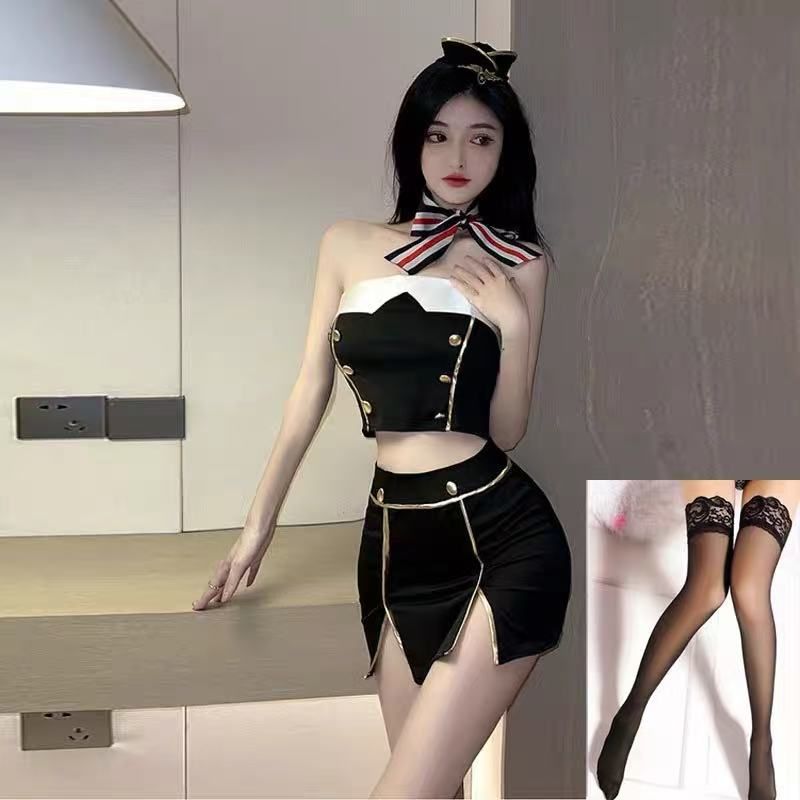 Fantasia sexy de capitão aeromoça, uniforme de RPG, âncora de desejo puro, travesti, policial feminina, boate_voghion.com