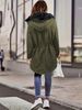 Zip-up Button Front Parka Thermal Long Sleeve Fur Trim Hooded Drawstring Winter Coat, Women's Clothing_voghion.com