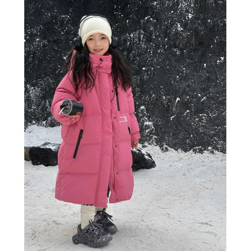 Girls' down cotton jacket, long winter new Western style, Korean version, medium to large size, children's clothing,_voghion.com