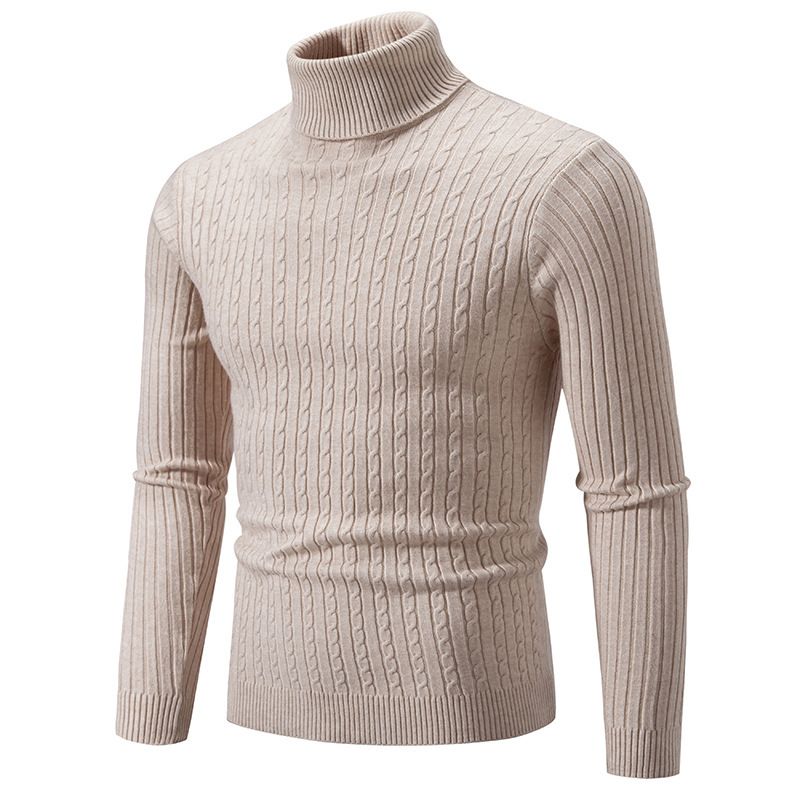 Maglione a collo alto tinta unita autunno e inverno 2024, moda twist, pullover a fondo maglia Fried Dough Twists_voghion.com