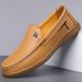 New Men's Fashion Casual Leather Top Layer Cowhide Sole Soft Surface Loafers Non-Slip Flat Driving Dad Shoes_voghion.com