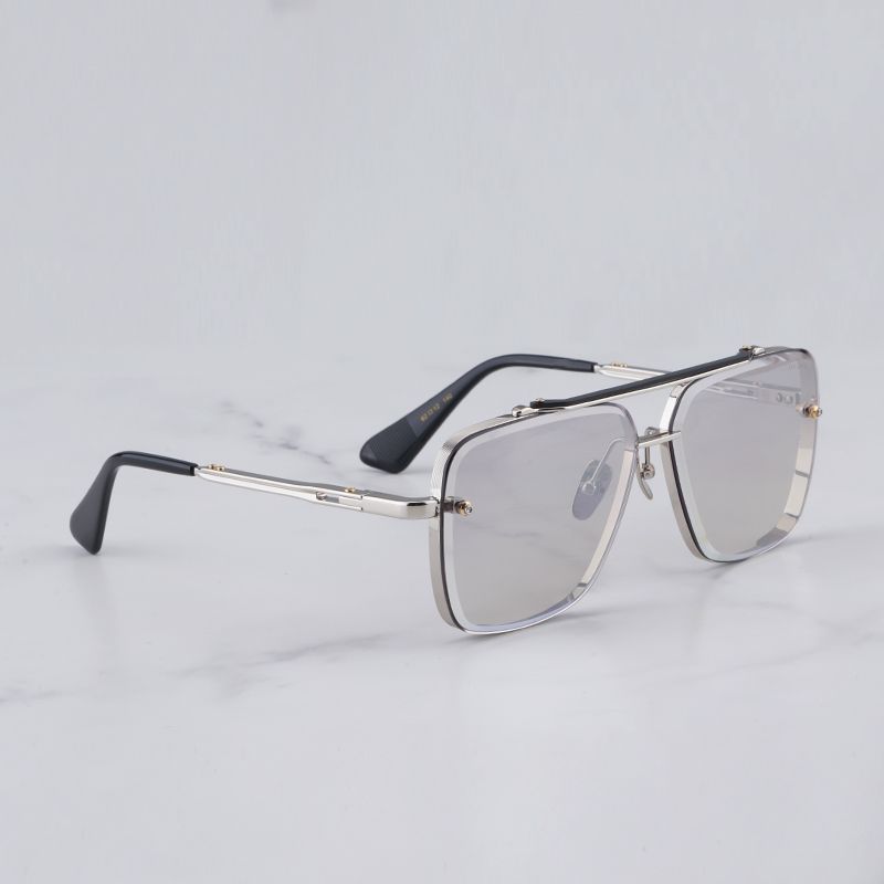 Fashion Light Double Bridge Gold Sunglasses Men Shades 2024 New Arrive h Six Series Square Alloy Solar Glasses Women_voghion.com